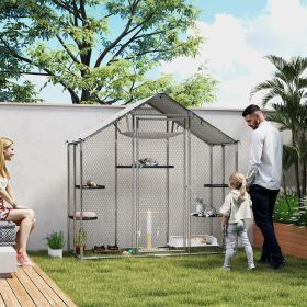 Large Catio Outdoor Cat Enclosure with Waterproof Cover, Walk-in Cat Patio w/ 5 Adjustable Platforms & Hammock