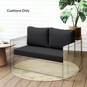 2 Seat Patio Furniture Cushions, Thick Outdoor Loveseat Cushion Set with Removable Cover, 46x26x5 in, Black