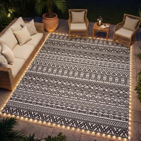 Outdoor Rug Carpet with USB Lights Reversible Patio Rug with Carry Bag for Camping 10' x 8'