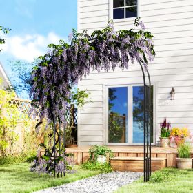 7.3ft Steel Garden Arch Trellis, Garden Arbor Trellis for Climbing Plants Roses Wisteria Vines, Black