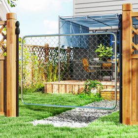 Garden Gate Chain Link Fence Gate, Galvanized Steel Garden Door for Yard Entrance Way, 47.2 x 70.9 in., Silver