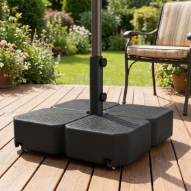 Patio Umbrella Base with Wheels Outdoor Umbrella Stand Holder for 1.5"/1.9" Poles Black