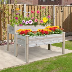 Two-Tier Wooden Elevated Garden Bed with Legs, Large Capacity 45x45 Outdoor Planter for Vegetables, Flowers, and Herbs, Ideal for Gardeners, Natural