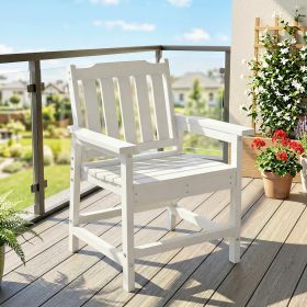All-Weather Patio Chair, HDPE Patio Dining Chair, Heavy Duty Wood-Like Outdoor Furniture for Garden, Backyard, Deck, Porch, Lawn, White