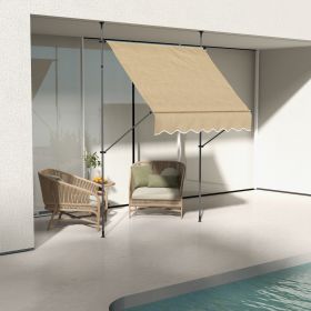 6.5' x 4' Manual Retractable Awning, Non-Screw Patio Awning, UV Resistant for Window or Door, Beige