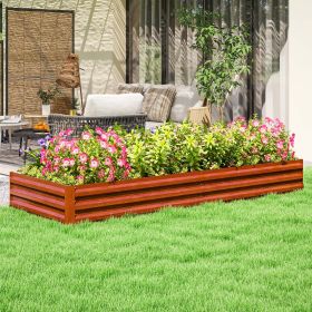 95" x 36" x 12" Galvanized Raised Garden Bed, Easy DIY and Cleaning for Growing Flowers, Herbs, Succulents, Natural Wood