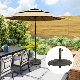 Round Patio Umbrella Base with Wheels, 44 lbs Resin Umbrella Stand Base, Heavy Duty Patio Umbrella Holder