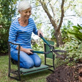 Garden Kneeler Seat Stool Bench Kneeling Pad and 1 Large Side Tool Pouch & Easy Folding Design for Transport & Storage