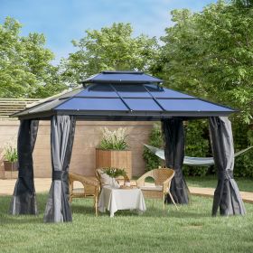 10' x 12' Hardtop Gazebo Canopy with Polycarbonate Roof, Aluminum Frame, Light Gray