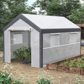 12' x 7' x 7' Greenhouse, Walk-in Outdoor Tunnel Green House with PE Cover, Steel Frame