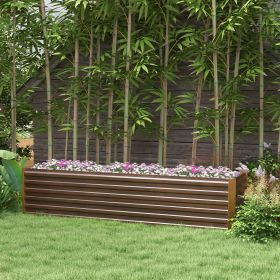 8x2x2ft Galvanized Raised Garden Bed Kit with Safety Edging for Flowers, Herbs and Vegetables, Dark Brown