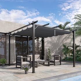 10' x 10' Outdoor Retractable Pergola Canopy, Aluminum Patio Pergola, Backyard Shade Shelter for Garden & Parties, Gray