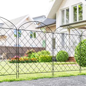 Garden Fence, 4 Pack Steel Fence Panels, 11.5' L x 56" H, Rust-Resistant Decorative Border Flower Edging