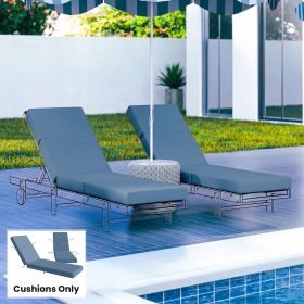 Set of 2 Chaise Lounge Cushion, 4" Thick Outdoor Lounge Chair Cushions with Ties for Patio, 21" x 72", Navy Blue