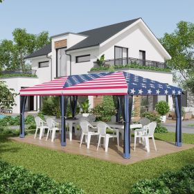 10'x20' Pop Up Party Tent Gazebo Wedding Canopy with 6 Sidewalls, American Flag