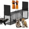 40In 2 Door Live Animal Cage Trap For Animals Under 18Lbs Easy To Setup Humane Galvanized Iron Trap Cage For Raccoons Armadillos Foxes Opossums Muskra