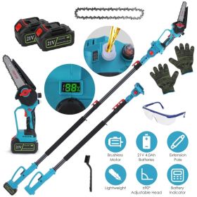 Extendable Cordless Pole Saw (5.3-7.4FT, Reach 13FT), 2-in-1 Handheld Chainsaw with ±90° Adjustable Head, Brushless Motor for High Tree Limbs Trimming (Option: as pic)