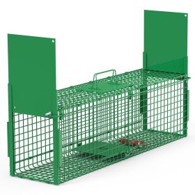 40In 2 Door Live Animal Cage Trap For Animals Under 18Lbs Easy To Setup Humane Galvanized Iron Trap Cage For Raccoons Armadillos Foxes Opossums Muskra (Packagecontents: 1x Animal Trap Cage 
2x Doors
1x Pedal 
1x Trigger Lever
3x Door Buckles(Pre-installed)
2x Screw
3x Nuts (1 For Pedal, 2 For Doors)
1x Pedal Gasket
1x User Manual)