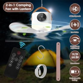 Tent Ceiling Fan with Light 7200mah Rechargeable Battery Operated Hanging Canopy Fan with Remote Control 4 Wind Speeds 3 Brightness (Option: Standard)