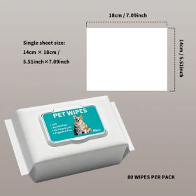 80 pack pet cleaning wipes for cats and dogs, universal non-alcoholic mild antibacterial wipes (Option: 80 pieces)