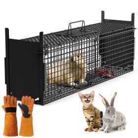 32In 2 Door Live Animal Cage Trap For Animals Under 12Lbs Easy To Setup Humane Galvanized Iron Trap Cage For Rabbits Groundhogs Skunk Opossums Nutria (Packagecontents: 1x Animal Trap Cage 
2x Doors
1x Pedal 
1x Trigger Lever
3x Door Buckles(Pre-installed)
2x Screw
3x Nuts (1 For Pedal, 2 For Doors)
1x Pedal Gasket
1x Pairs of Gloves
1x User Manual)
