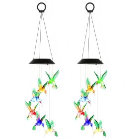 Solar Hummingbird Wind Chime 7 Color Changing Wind Chime For Outside Ipx4 Waterproof Outdoor Garden Yard Decor (Packagecontents: 2x Solar Wind Chimes
2x S-shaped Hooks
1x User Manual)