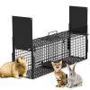 32In 2 Door Live Animal Cage Trap For Animals Under 12Lbs Easy To Setup Humane Galvanized Iron Trap Cage For Rabbits Groundhogs Skunk Opossums Nutria