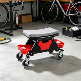 300 LBS Capacity Rolling Mechanic Stool With 4inch Wheels, 3 Slide-Out Tool Trays & Drawer, Heavy Duty Creeper Seat For Home Garage & DIY Automotive (Option: 34889814)