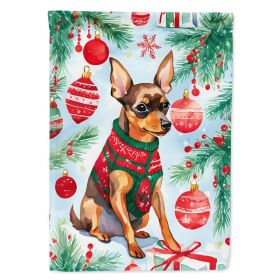 Miniature Pinscher Christmas House Flag Large Porch Sleeve Pole Decorative Outside Yard Banner Artwork Wall Hanging, Polyester, House Size, Multicolor (Option: Default)