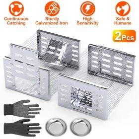 2Pcs Humane Rat Trap Catch and Release Live Mouse Cage Traps with Automatic Continuous Cycle Trapping for Chipmunk Rodent Mouse Small Animals GPCT5429 (Option: Silver)