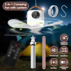 1Pc Tent Ceiling Fan With Light Tripod Stand 7200mah Rechargeable Battery Operated Hanging Canopy Fan With Remote Control 4 Wind Speeds 3 Brightness (Option: With Tripod)