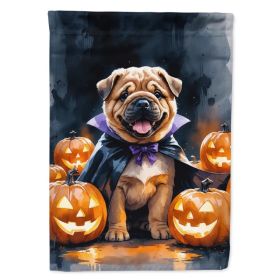 Shar Pei Puppy Halloween House Flag Large Porch Sleeve Pole Decorative Outside Yard Banner Artwork Wall Hanging, Polyester, House Size, Multicolor (Option: Default)
