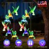 Solar Hummingbird Wind Chime 7 Color Changing Wind Chime For Outside Ipx4 Waterproof Outdoor Garden Yard Decor