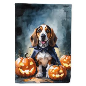 Basset Hound Puppy Halloween House Flag Large Porch Sleeve Pole Decorative Outside Yard Banner Artwork Wall Hanging, Polyester, House Size, Multicolor (Option: Default)