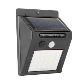 1Pc Solar Light 20 LEDs Outdoor PIR Motion Sensor Lights IP65 Waterproof 120 Degree Sensing Wide Angle Lighting For Garage Front Door Garden Pathway (Option: Black)