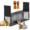32In 2 Door Live Animal Cage Trap For Animals Under 12Lbs Easy To Setup Humane Galvanized Iron Trap Cage For Rabbits Groundhogs Skunk Opossums Nutria