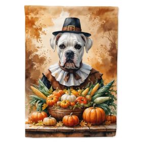 White Boxer Thanksgiving House Flag Large Porch Sleeve Pole Decorative Outside Yard Banner Artwork Wall Hanging, Polyester, House Size, Multicolor (Option: Default)