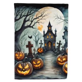 Graveyard Spooky Halloween House Flag Large Porch Sleeve Pole Decorative Outside Yard Banner Artwork Wall Hanging, Polyester, House Size, Multicolor (Option: Default)