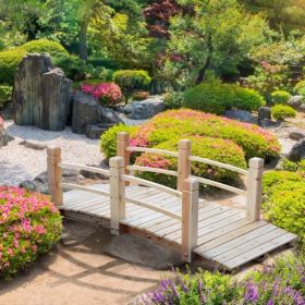 5 Ft Wooden Garden Bridge Footbridge (Option: Natural Wood)