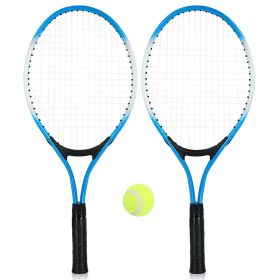 1pair Tennis Rackets With 1pc Tennis Ball & 1pc Bag; For Outdoor Sports; Tennis Playing; Friends And Family Entertainment (Color: Blue)