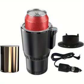 12V drink chiller machine, Smart Car Cup Holder Cooler and Warmer, 12 oz Beverage Heating & Cooling Mug with Touch Screen (Color: Black)