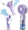 Handheld Misting Fan Rechargeable Battery Operated Portable 4 Speeds & 55ml 360° Swiveling Personal Fan for Travel Camping Outdoor