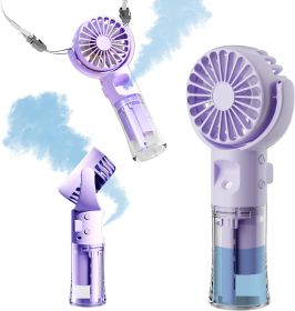 Handheld Misting Fan Rechargeable Battery Operated Portable 4 Speeds & 55ml 360° Swiveling Personal Fan for Travel Camping Outdoor (size: Purple   F4)