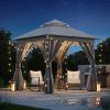 Patio Gazebo Outdoor Heavy Duty Party Tent Shelter With Double Roofs, Mosquito Nettings And Privacy Screens For Backyard, Garden, Lawn