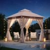 Patio Gazebo Outdoor Heavy Duty Party Tent Shelter With Double Roofs, Mosquito Nettings And Privacy Screens For Backyard, Garden, Lawn