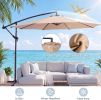 10ft Umbrella Hanging Offset Market Outdoor Sun Shade For Deck Poolside W Lights Easy Tilt Cross Base
