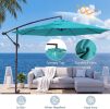 10ft Umbrella Hanging Offset Market Outdoor Sun Shade For Deck Poolside W Lights Easy Tilt Cross Base