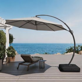 Cantilever Patio Umbrella 12ft Offset Cantilever Patio Umbrella With Base Included Large Round Aluminum Outdoor Umbrella 360 Rotation  Infinite Tilt (Color: Gray)