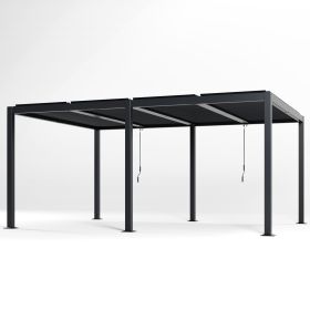 Pergola Modern Style with Adjustable Louvers for Outdoor Roof, Garden, Easy Assembly, Durable, Charcoal (size: 12' x 16')