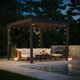 Pergola Modern Style with Adjustable Louvers for Outdoor Roof, Garden, Easy Assembly, Durable, Charcoal (size: 10' x 10')